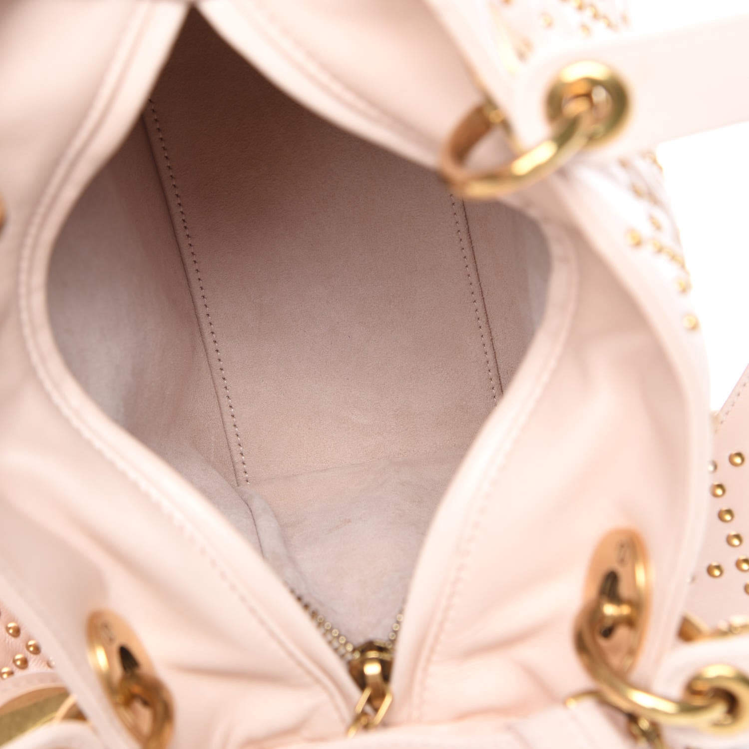 Christian Dior Calfskin Cannage Studded Medium Supple Lady Dior Light Pink 5 of 10
