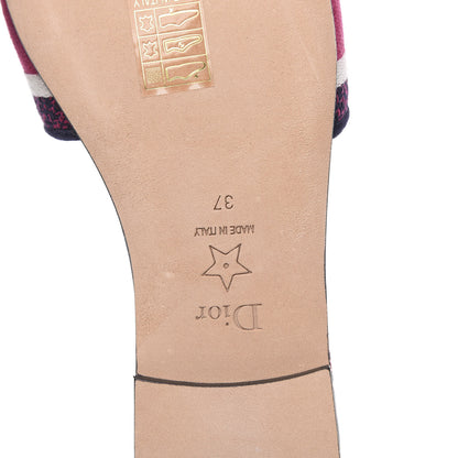 Christian Dior Canvas Embroidered Animals Dway Mules Slide Sandals 37 Deep Blue Fuchsia 7 of 8