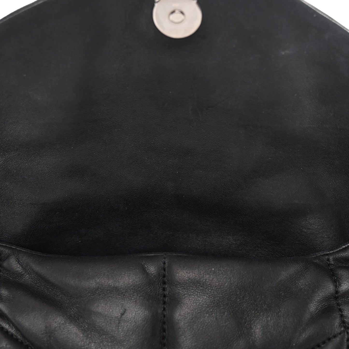 Lambskin Quilted Monogram Monochrome Medium Loulou Puffer Chain Satchel Black
