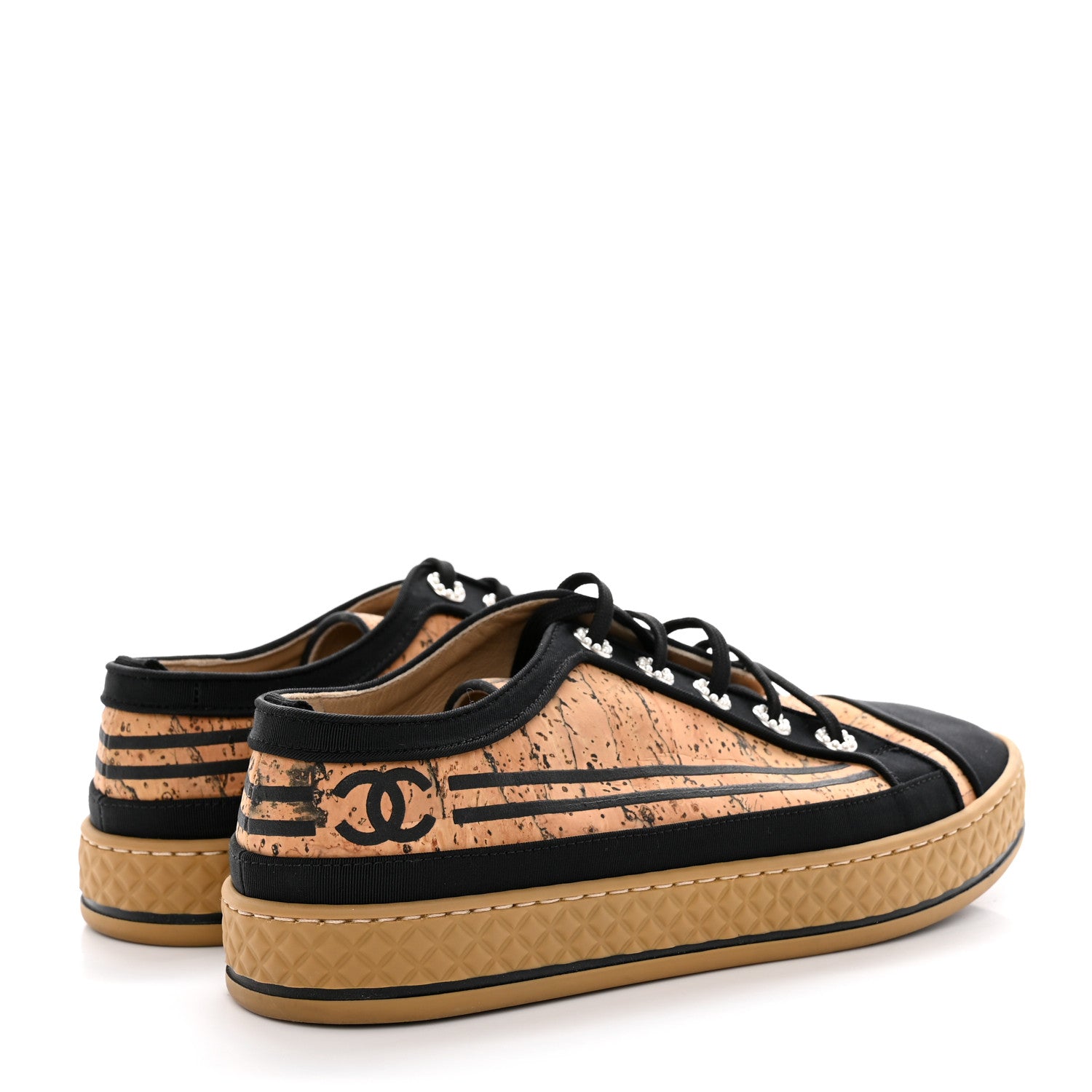 Chanel Cork Jetty Sneaker 38.5 Brown Black 4 of 13