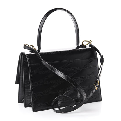 Balenciaga Calfskin Losange Monogram Embossed Medium Sharp Top Handle Bag Black 3 of 10