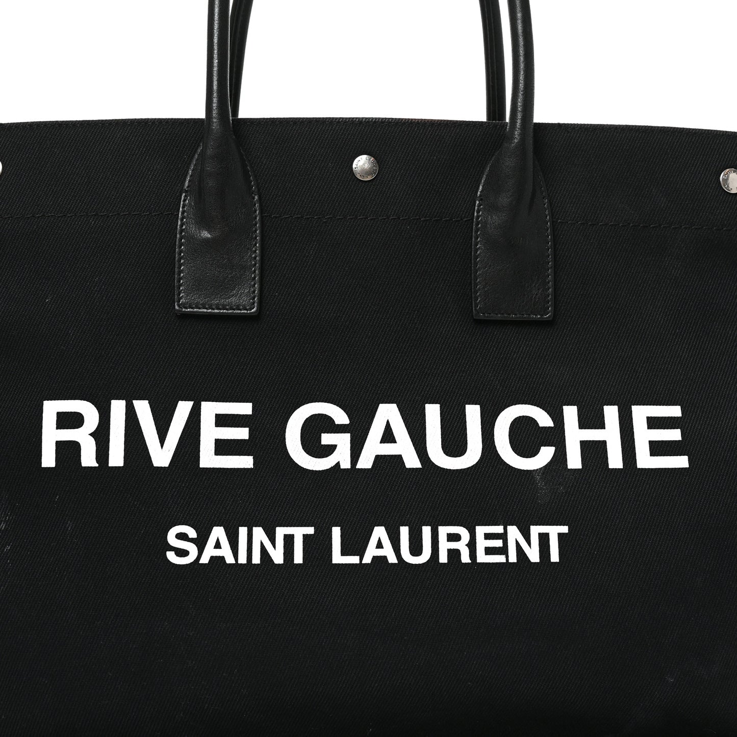 Linen Calfskin Rive Gauche Tote Black