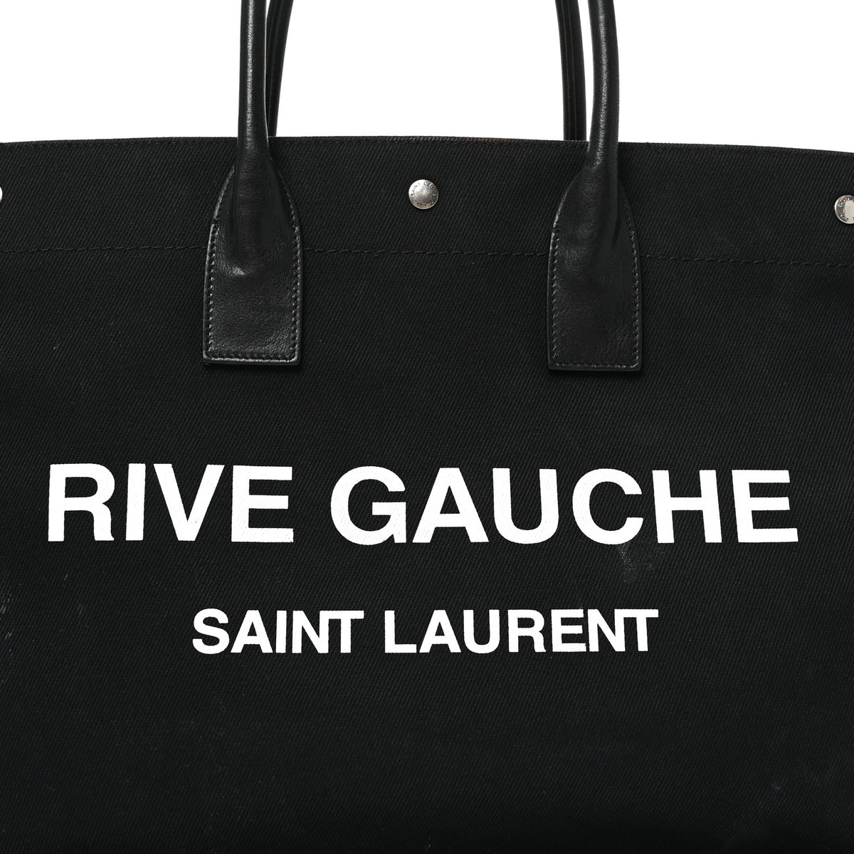 Saint Laurent Linen Calfskin Rive Gauche Tote Black 7 of 11
