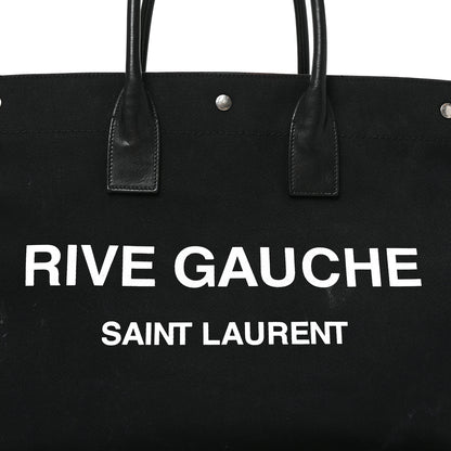 Saint Laurent Linen Calfskin Rive Gauche Tote Black 7 of 11