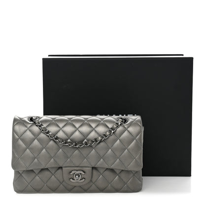 Chanel Metallic Calfskin Quilted Medium Double Flap Ruthenium 12 of 12
