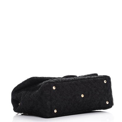 Chanel Velvet Camellia Stamped XXL Travel Flap Bag Black 4 of 9