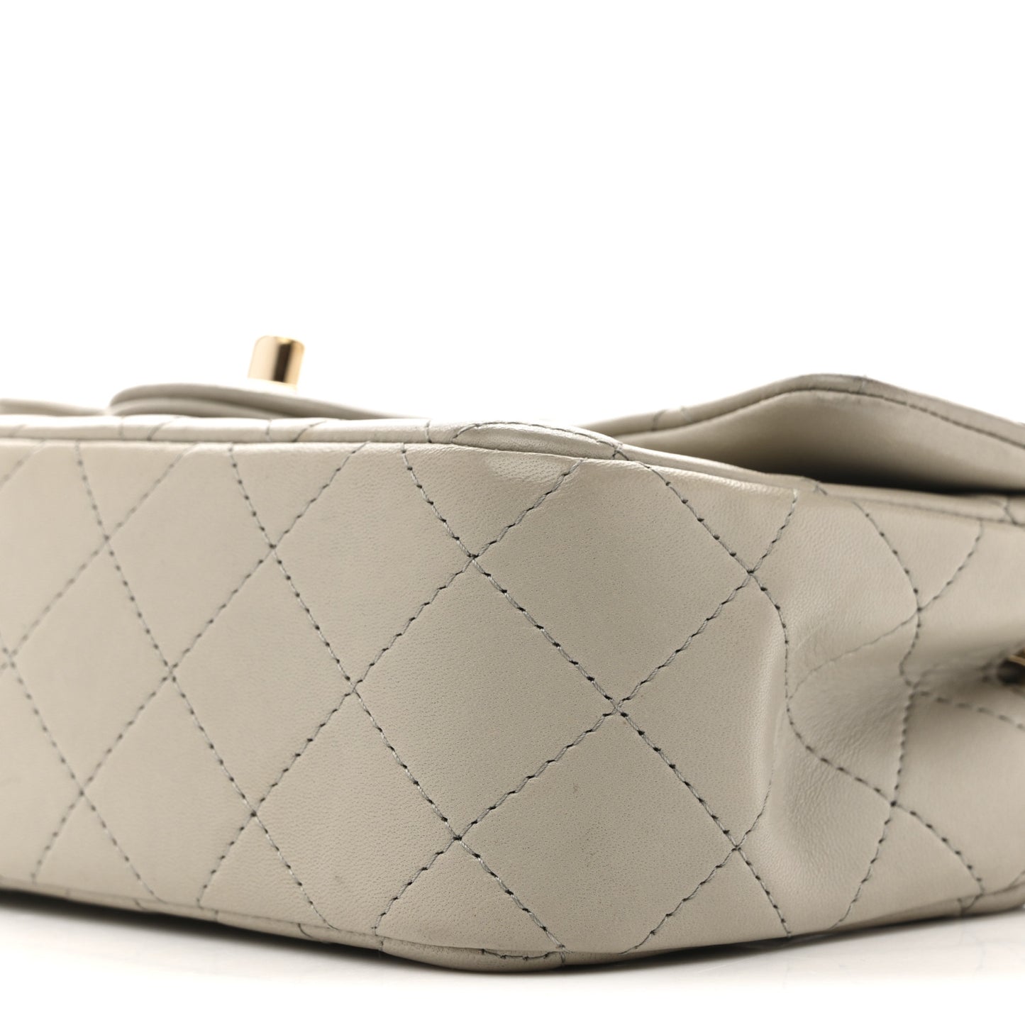 Lambskin Quilted Mini Rectangular Flap Grey