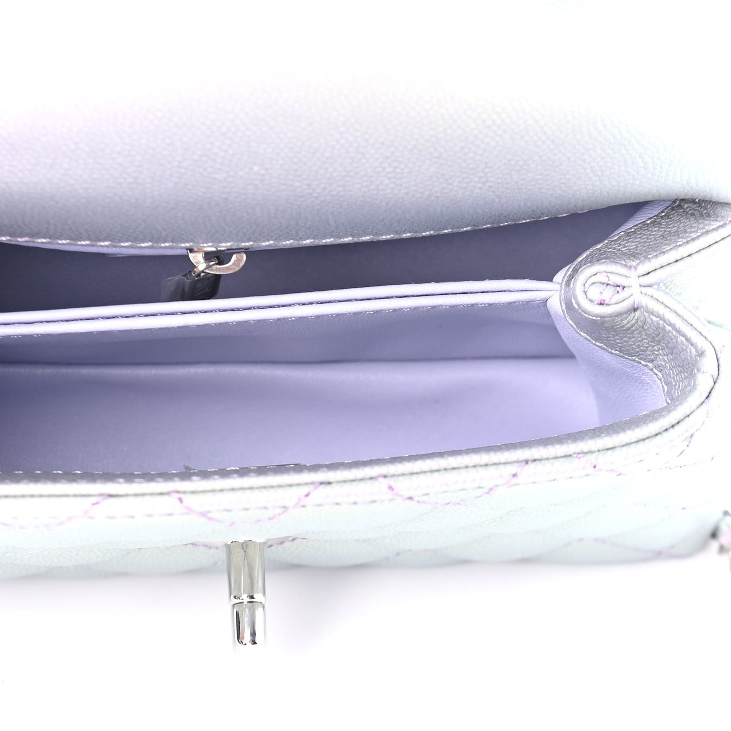 Iridescent Caviar Quilted Extra Mini Coco Handle Flap Purple