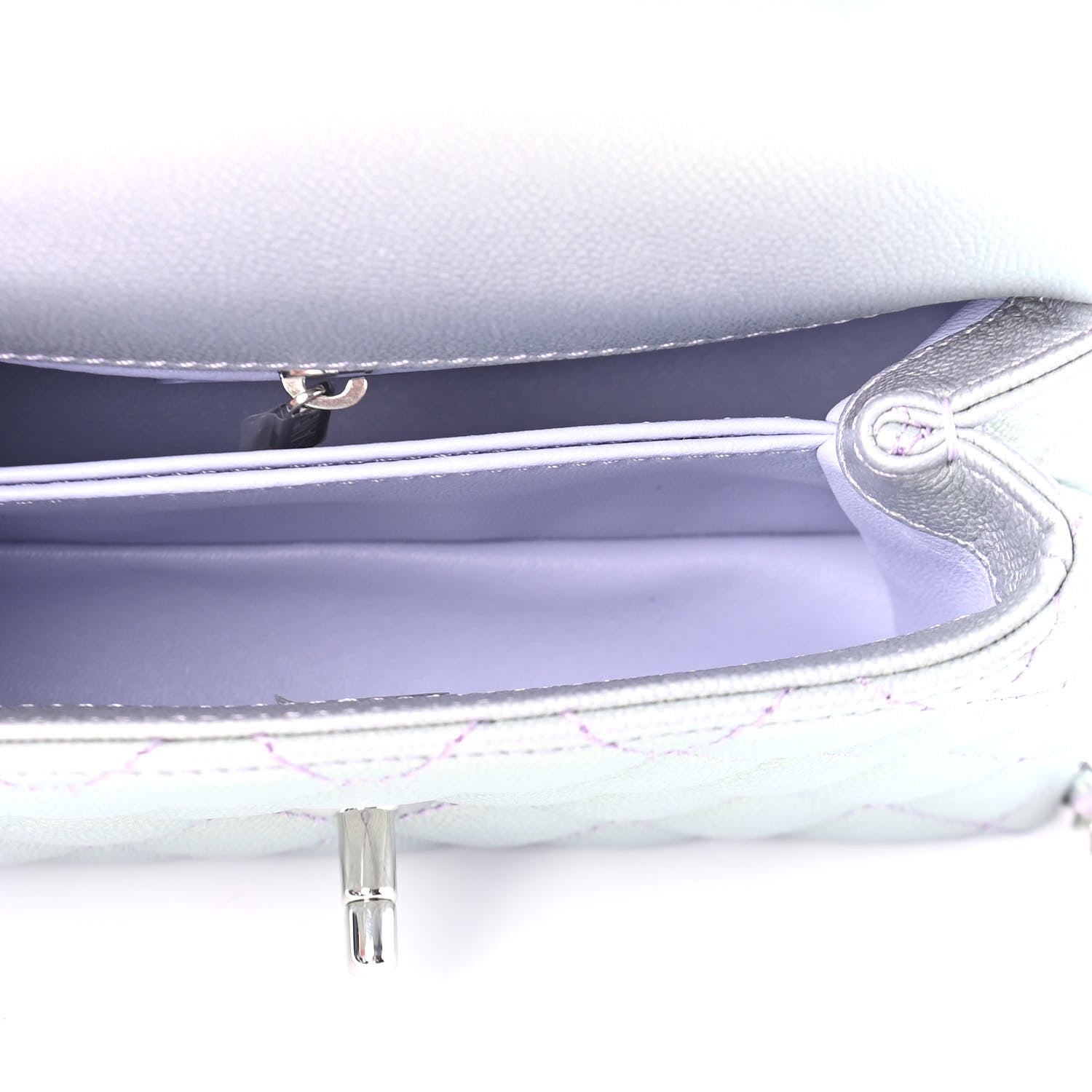 Chanel Iridescent Caviar Quilted Extra Mini Coco Handle Flap Purple 5 of 9