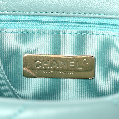 Chanel Shiny Lambskin Quilted Medium Chanel 19 Flap Light Blue 6 of 11