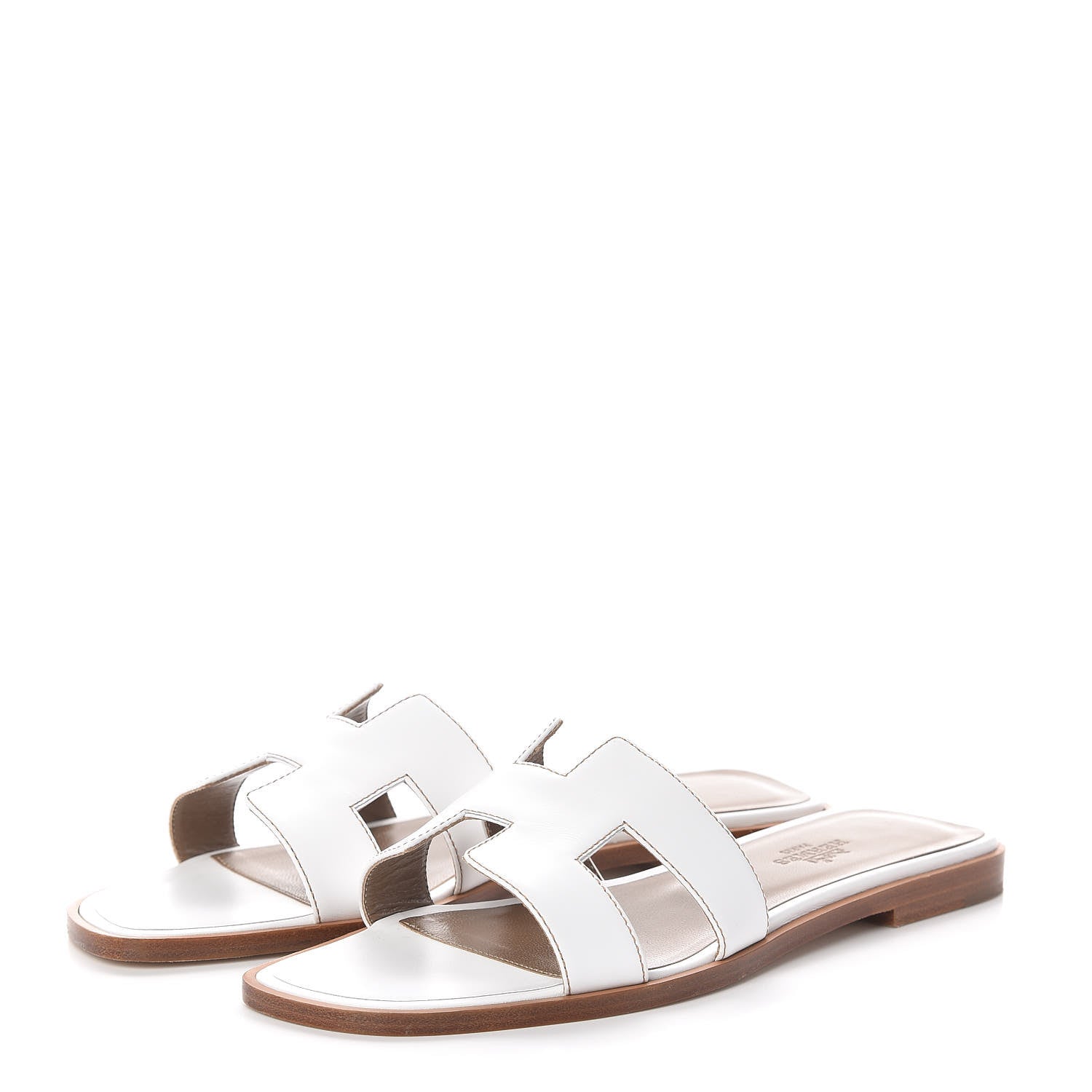 Hermes Box Calfskin Oran Sandals 36.5 White 3 of 7