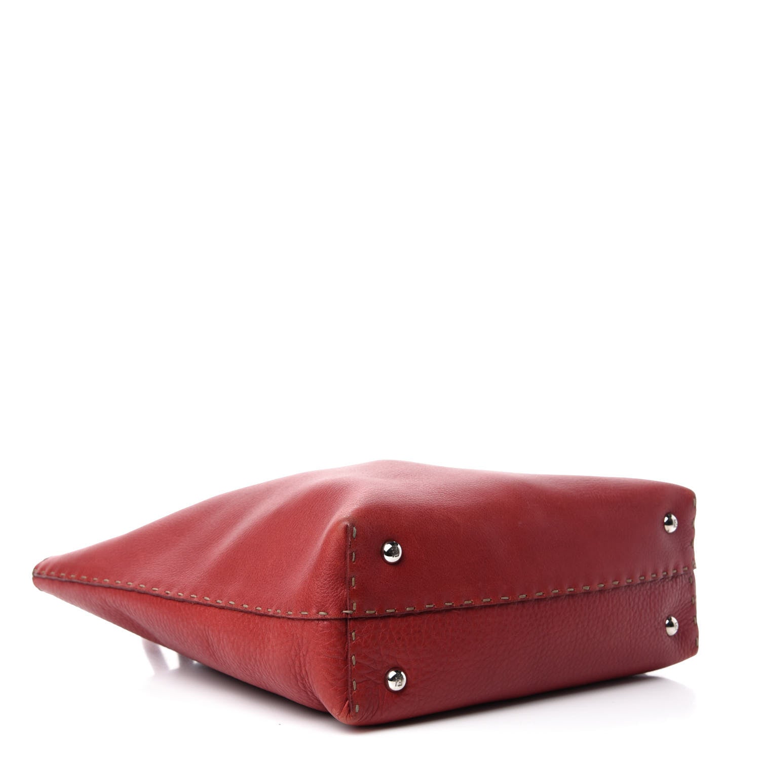 Fendi Calfskin Romano Selleria Tote Red 4 of 16