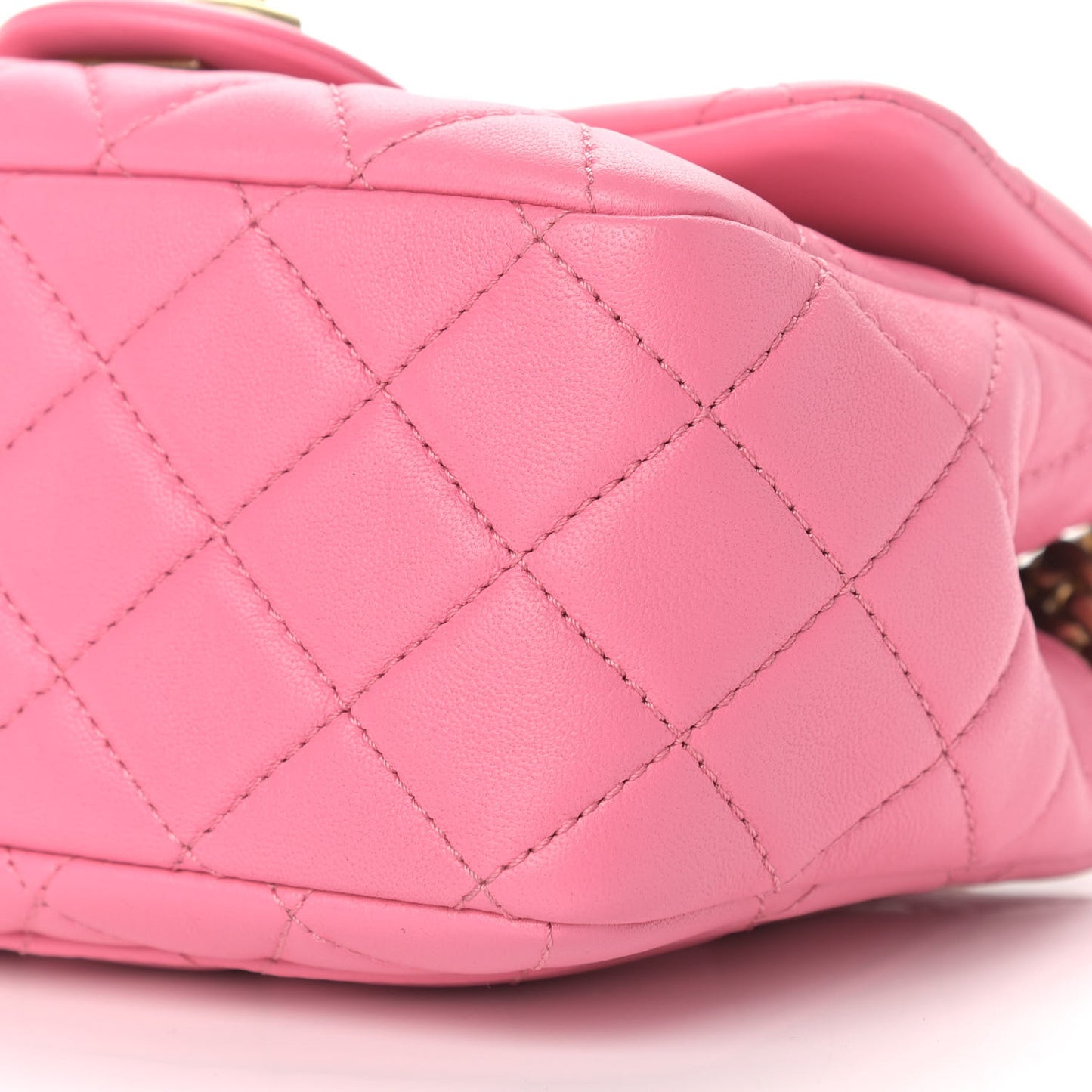 Lambskin Resin Quilted Mini Pearl Samba Square Flap Pink