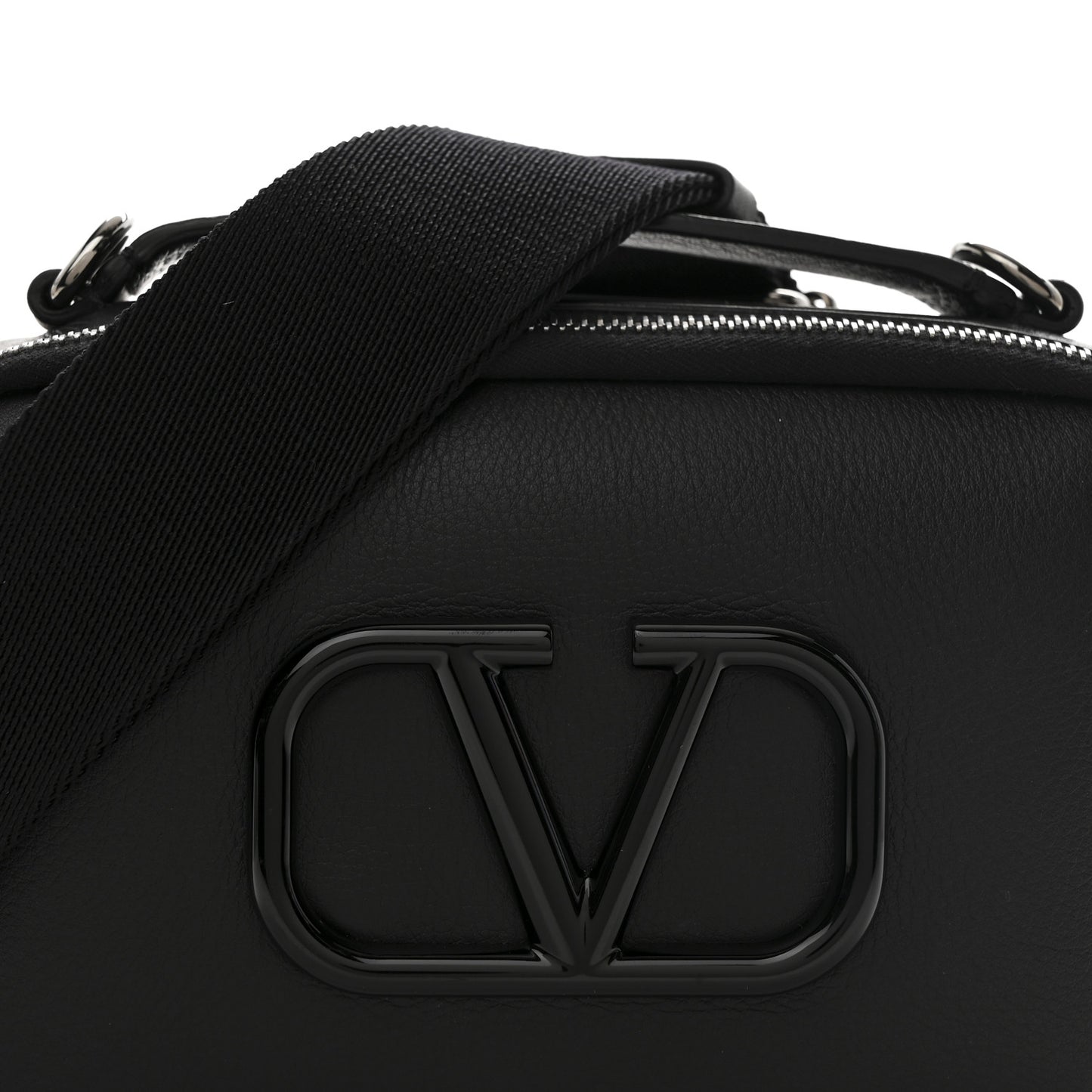 Calfskin Lacquered Vlogo Crossbody Bag Black