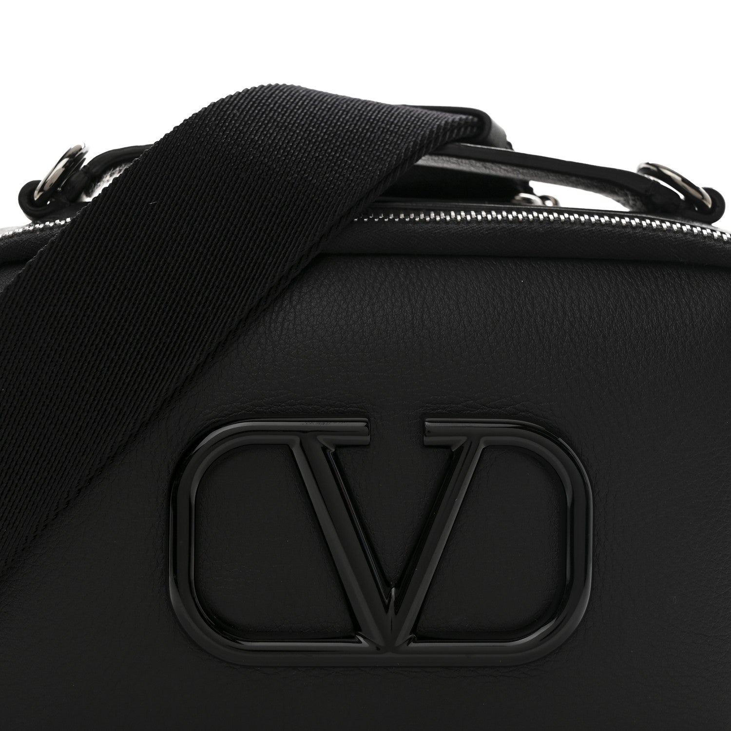 Valentino Garavani Calfskin Lacquered Vlogo Crossbody Bag Black 7 of 9