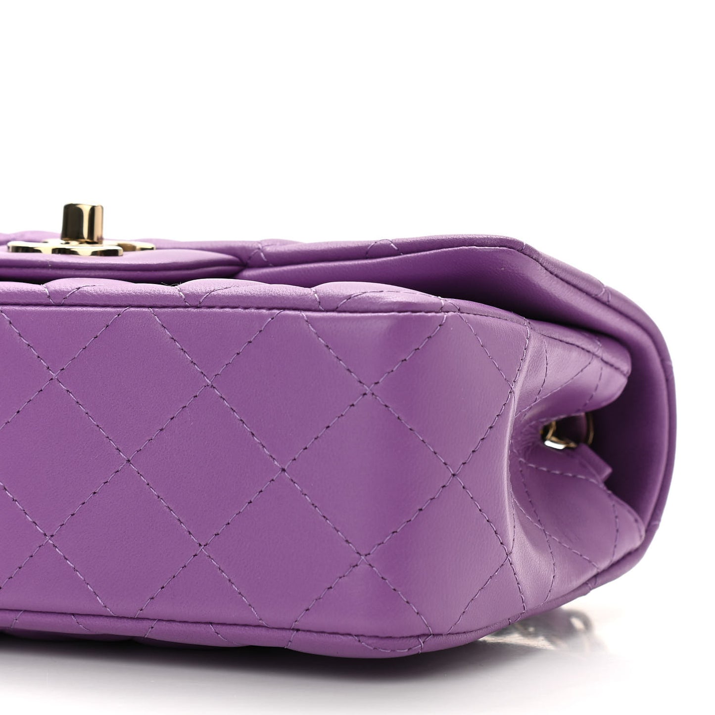 Lambskin Quilted Mini Rectangular Flap Purple