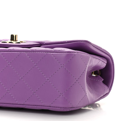 Chanel Lambskin Quilted Mini Rectangular Flap Purple 10 of 11