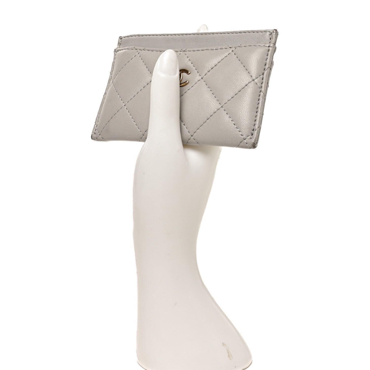 Chanel Lambskin Quilted Card Holder Grey 2 of 10