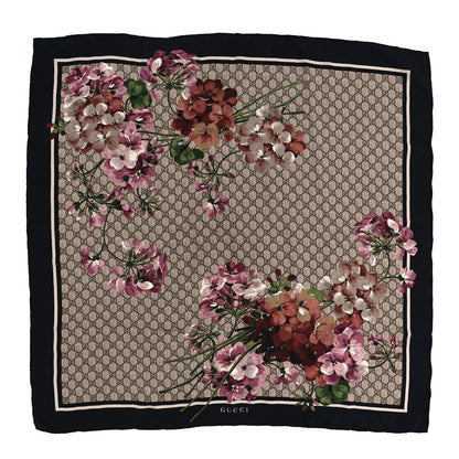 Gucci Modal Silk GG Blooms Shawl Scarf Black 1 of 3