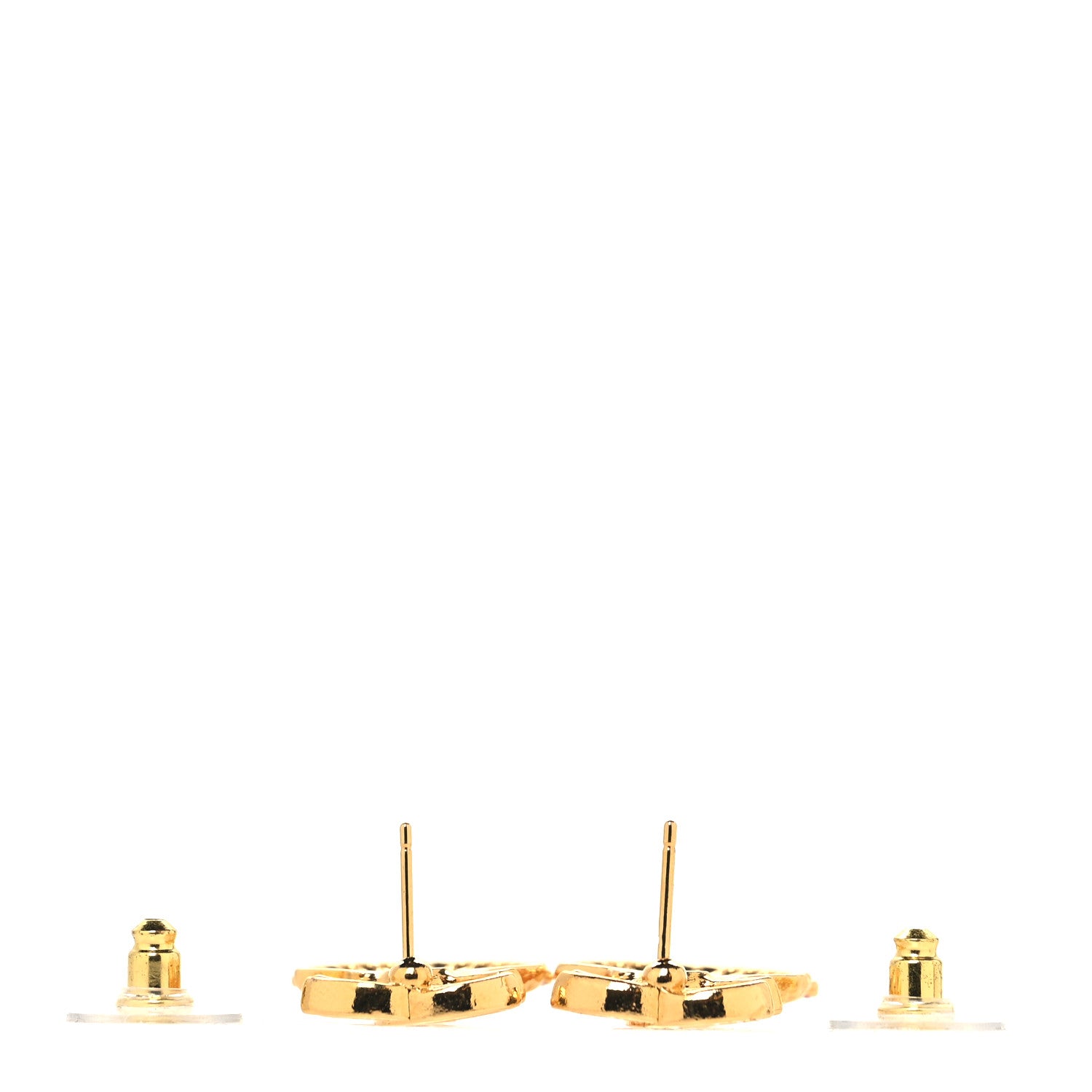 Chanel Crystal CC Shell Earrings Gold Pink 3 of 5