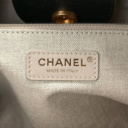 Chanel Calfskin Medium Deauville Tote Black Multicolor 7 of 9