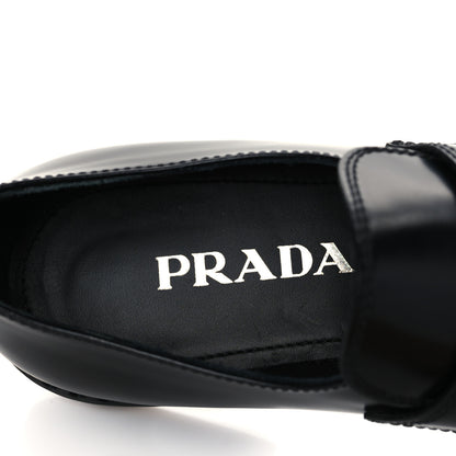 Prada Spazzolato Metal Triangle Logo 50mm Loafers 37.5 Black 7 of 8