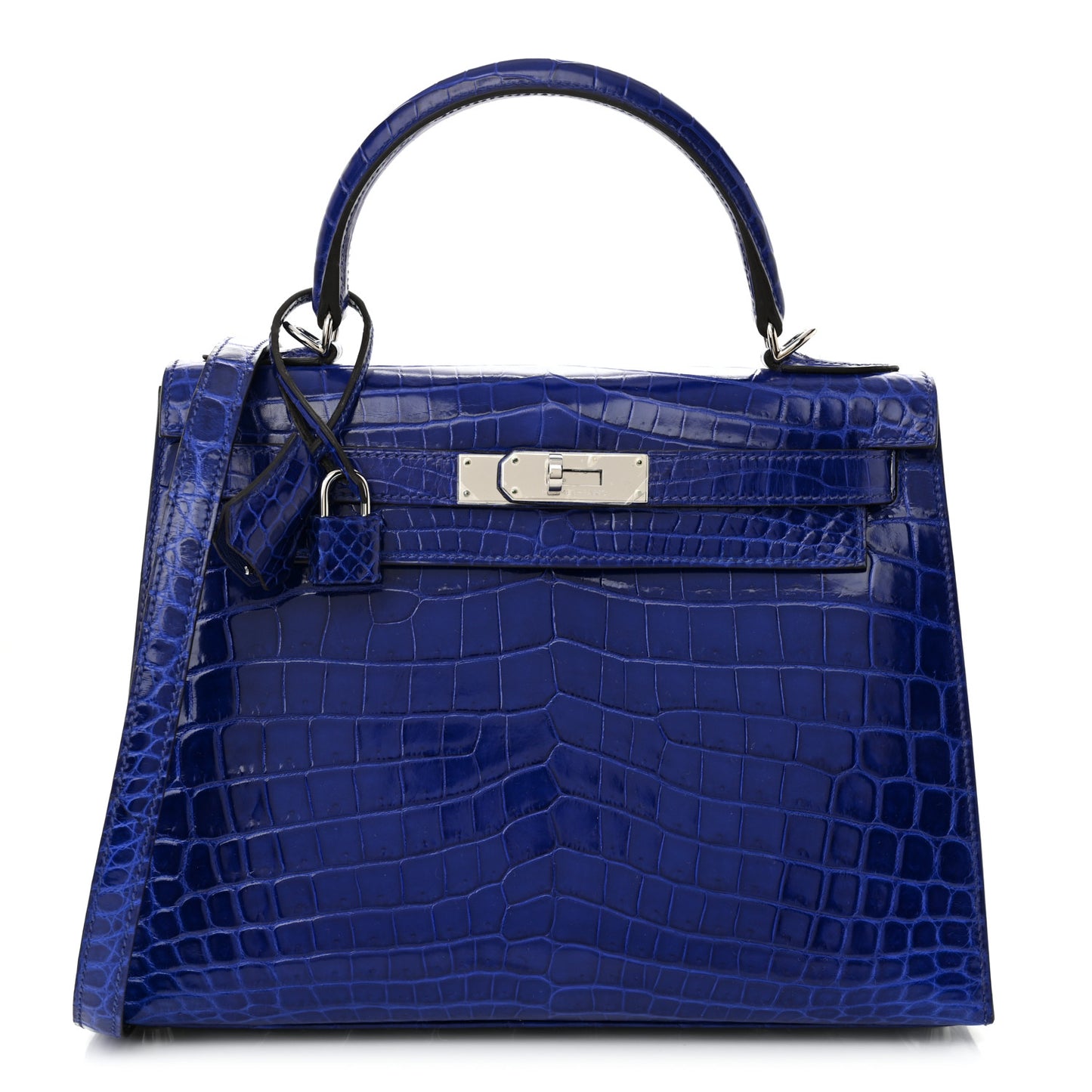 Shiny Niloticus Crocodile Kelly Sellier 28 Bleu Electrique