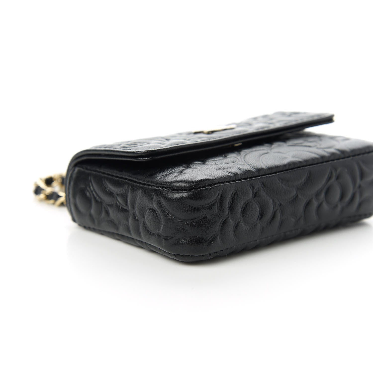 Chanel Caviar Camellia Embossed Chain Belt Bag Black 6 of 12