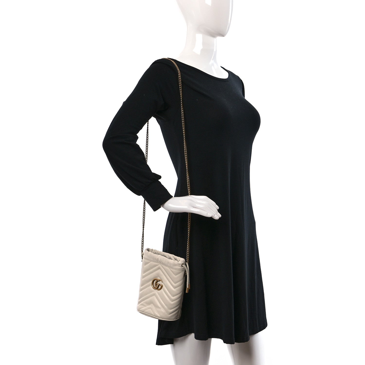 Gucci Calfskin Matelasse Mini GG Marmont 2.0 Bucket Bag White 2 of 9