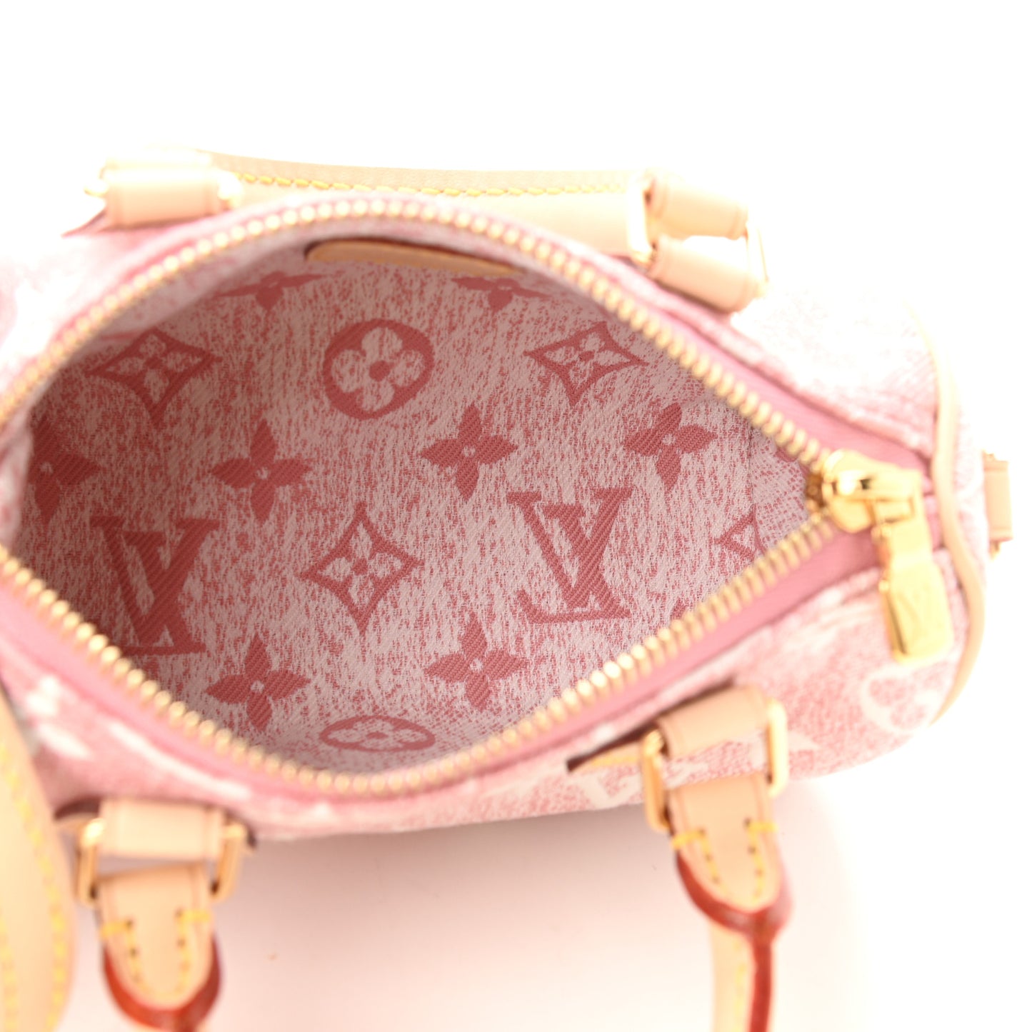 Monogram Jacquard Denim Nano Speedy Bandouliere Pink