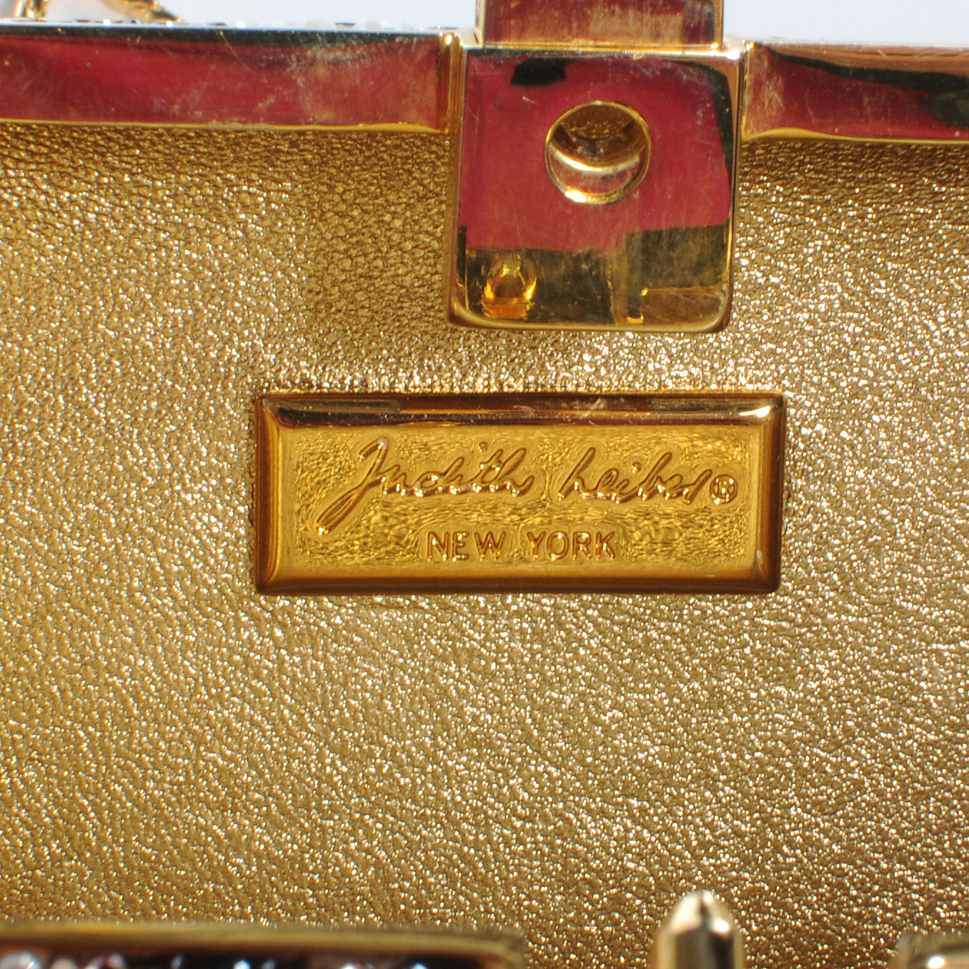Judith Leiber Swarovski Crystal Flower Minaudiere Clutch Gold 6 of 8