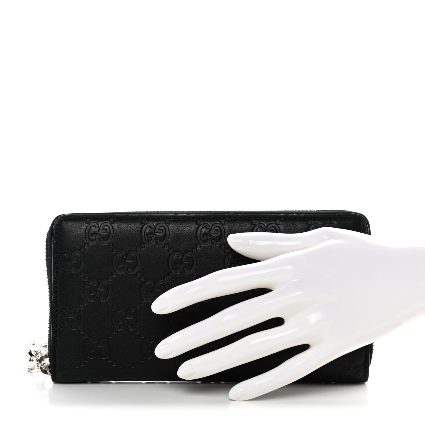 Guccissima Large Twins Zip Around Wallet Black