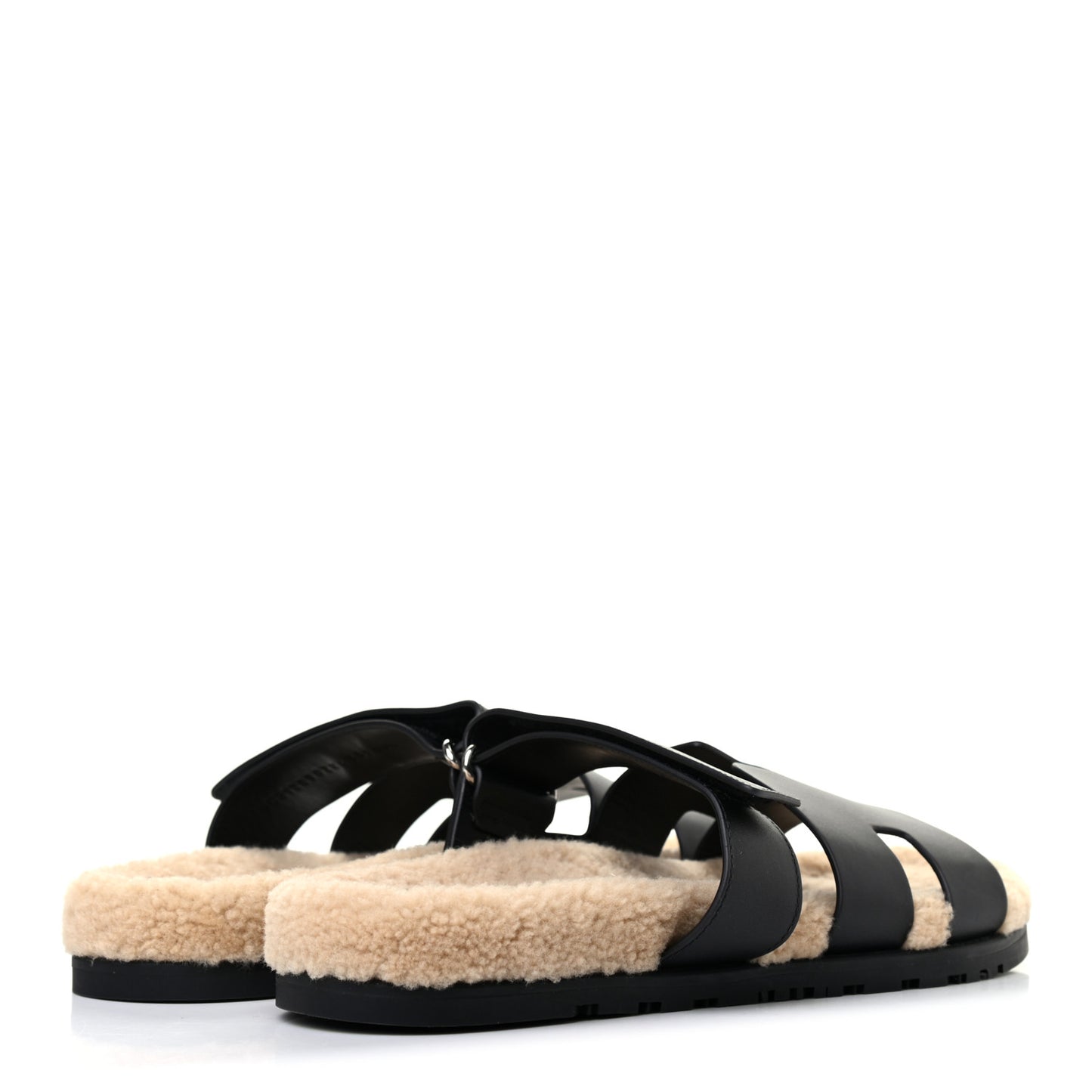 Veau Indios Woolskin Mens Chypre Sandals 43 Black Ecru