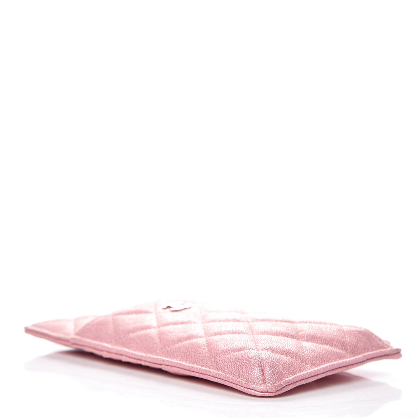 Iridescent Caviar Quilted Classic iPhone Pouch Rose Pink
