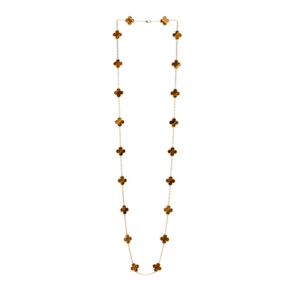 Van Cleef & Arpels 18K Yellow Gold Tiger Eye 20 Motifs Vintage Alhambra Necklace 3 of 6