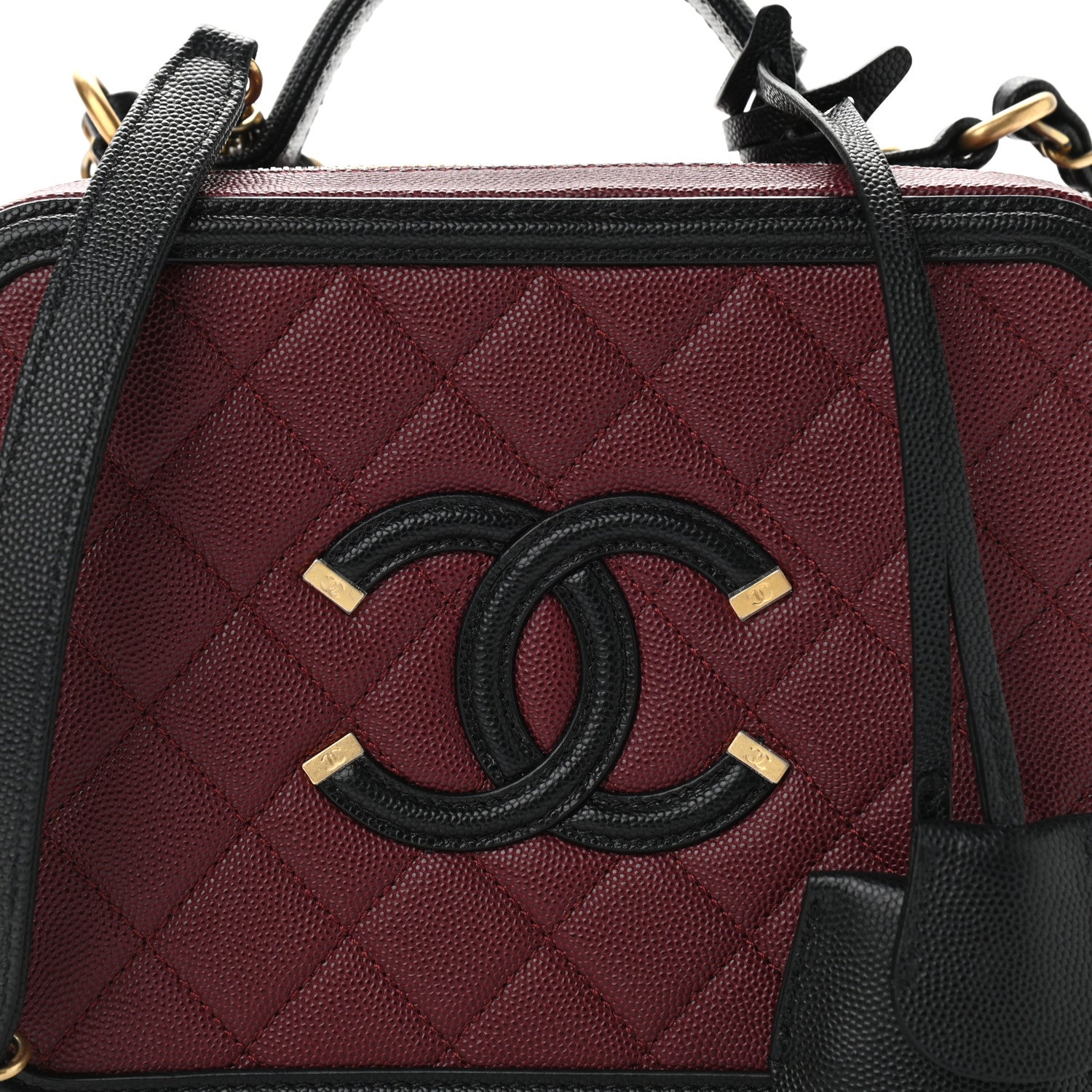 Chanel Caviar Quilted Medium CC Filigree Vanity Case Burgundy Black 8 of 12