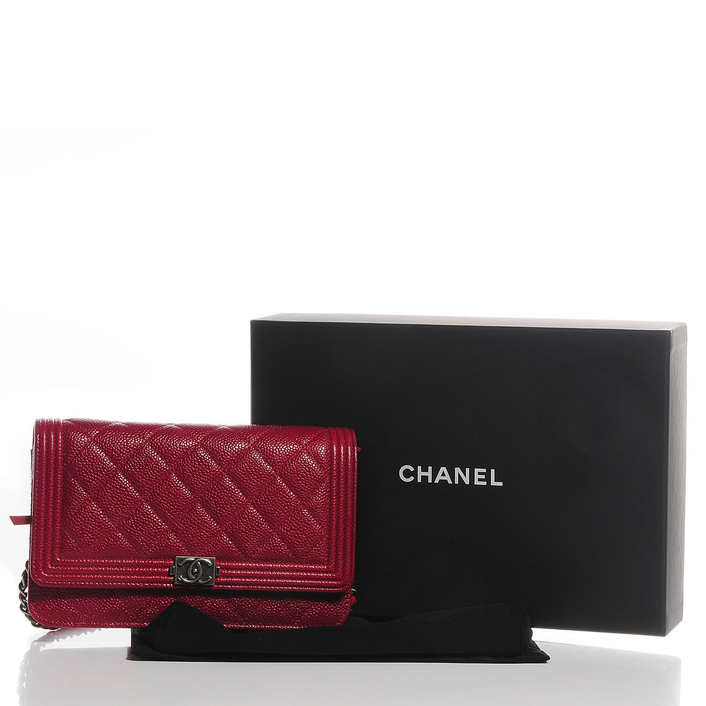 Caviar Quilted Boy Wallet On Chain WOC Red
