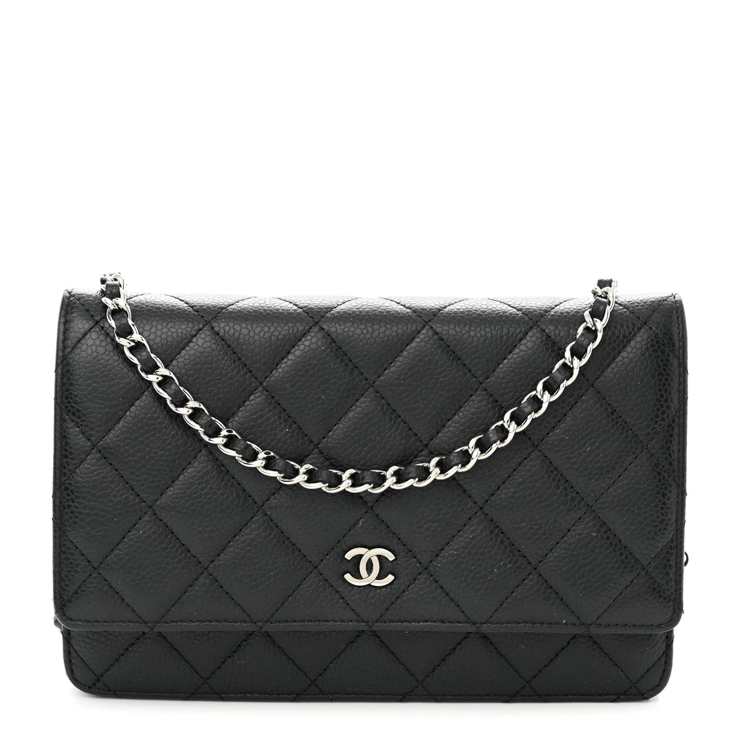 Caviar Quilted Wallet on Chain WOC Black