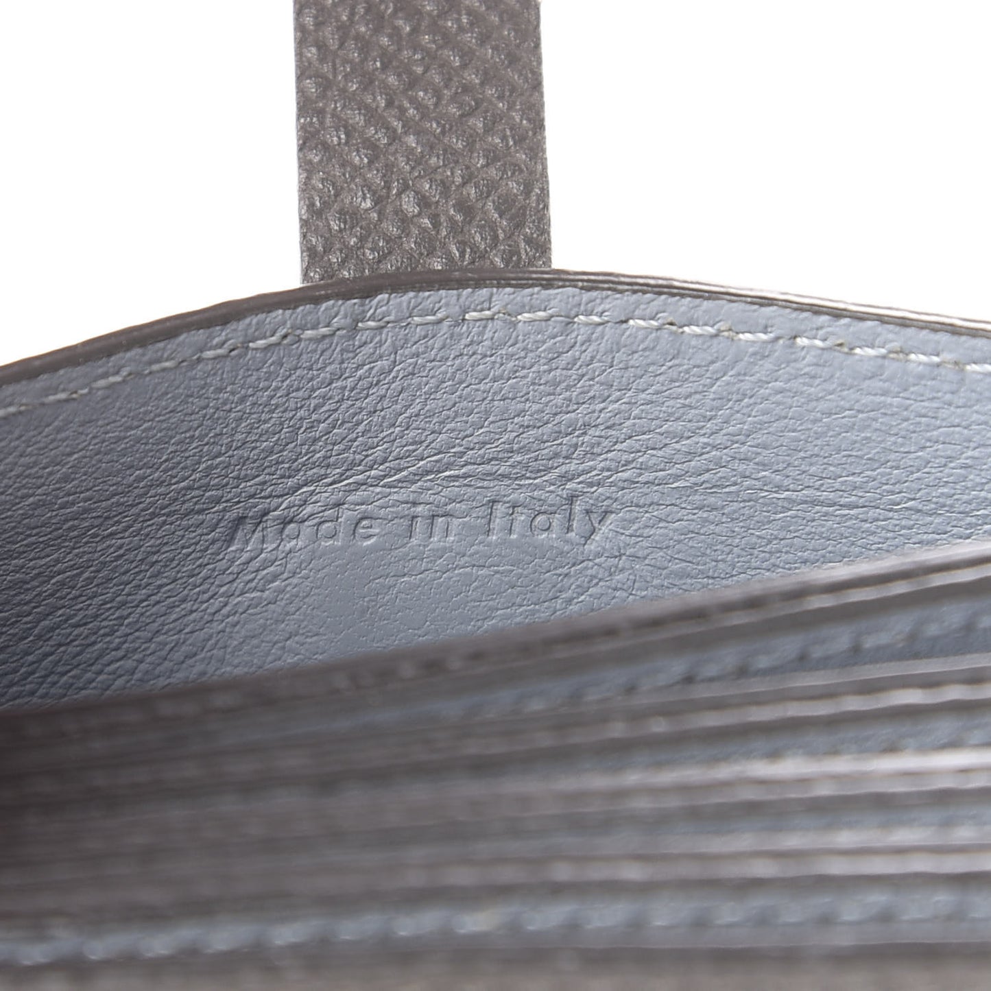 Grained Shiny Calfskin Accordion Card Holder Grey