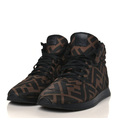 Fendi Nylon FF Reloaded High Top Sneakers 39.5 Tobacco Black 3 of 8
