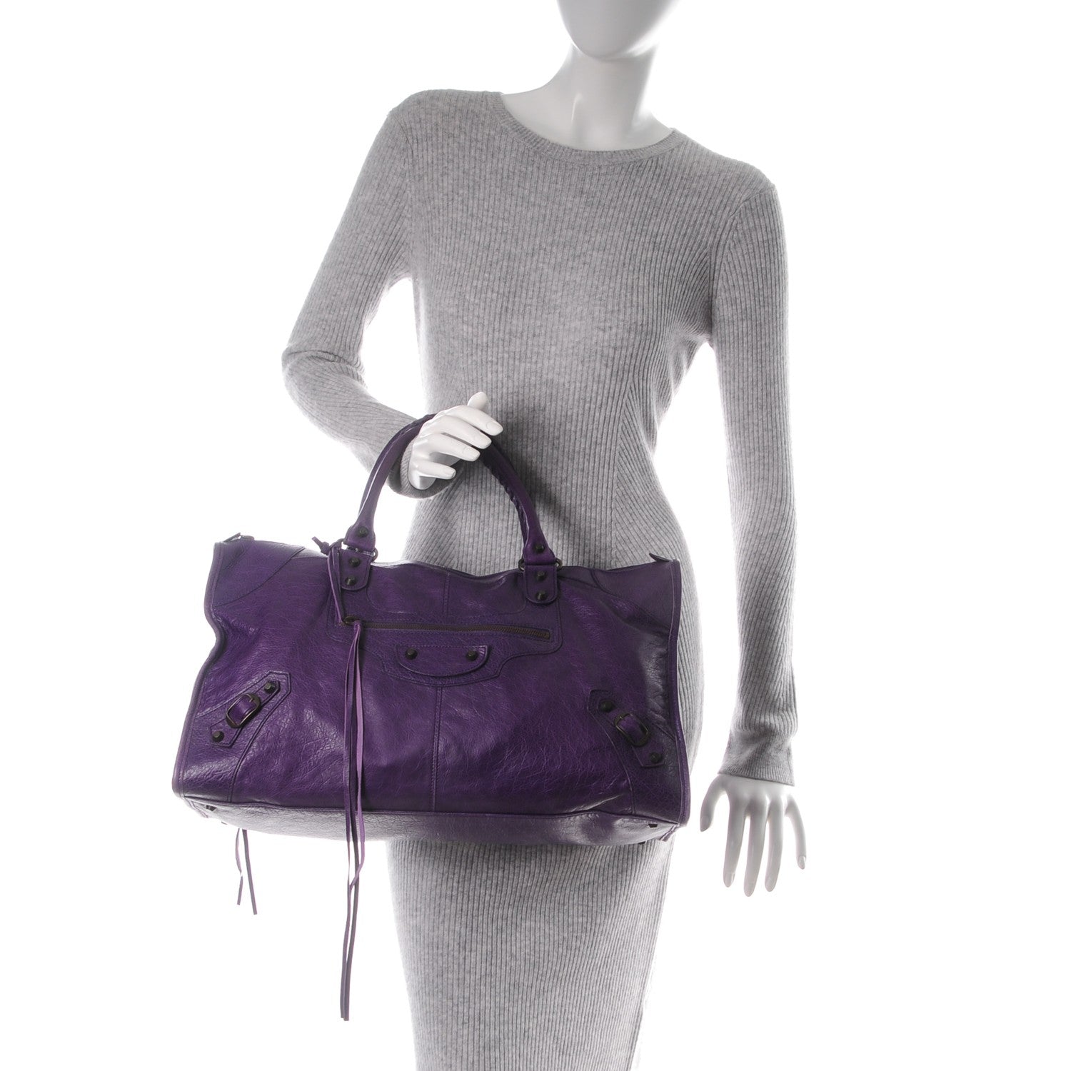 Balenciaga Agneau Classic Hardware Work Dark Violet 2 of 7