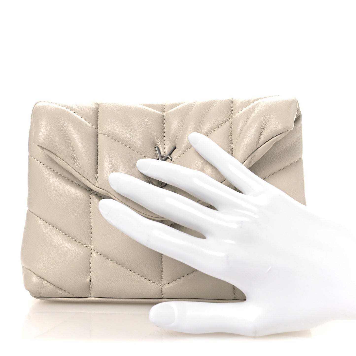 Lambskin Monogram Loulou Puffer Pouch Clutch Crema Soft