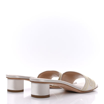 Christian Dior Metallic Satin Embroidered Dway 35mm Slide Sandals 38.5 Pale Gold 4 of 8