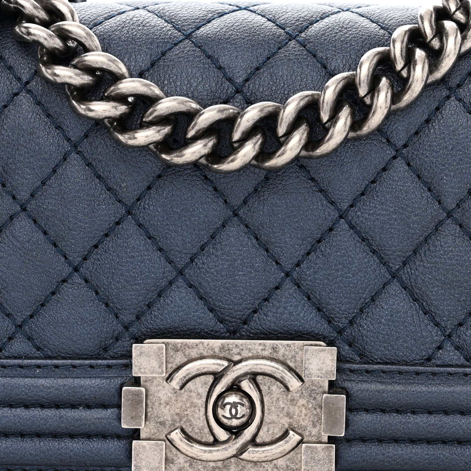 Chanel Grained Calfskin Quilted Small Boy Flap Blue 8 of 11