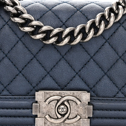 Chanel Grained Calfskin Quilted Small Boy Flap Blue 8 of 11