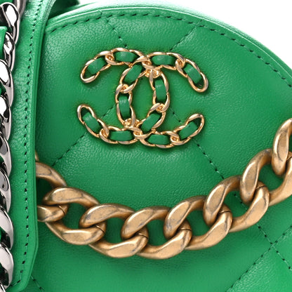 Chanel Goatskin Quilted Chanel 19 Round Clutch With Chain Green 8 of 10