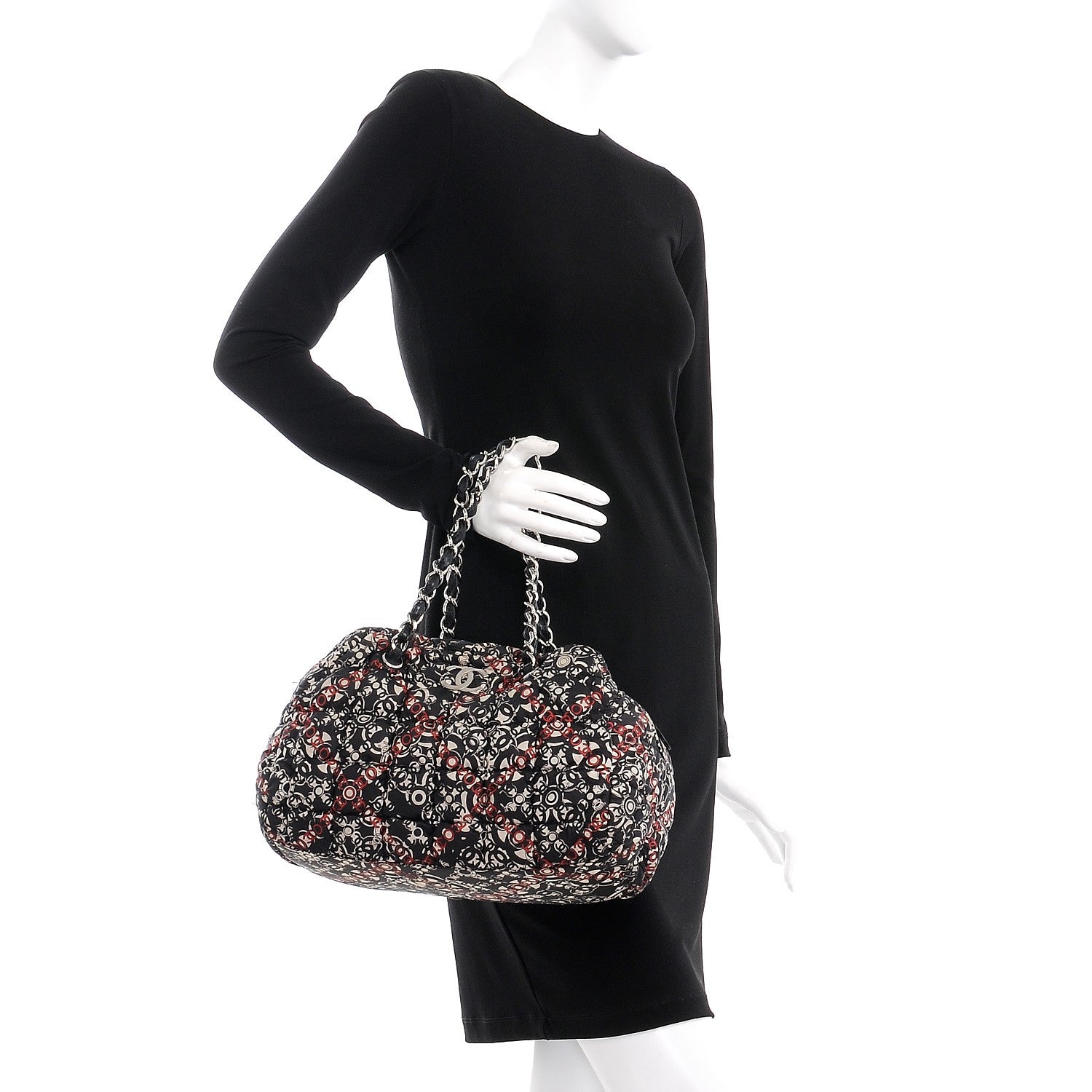 Chanel Nylon Quilted Printed Coco Bowler Black 2 of 13