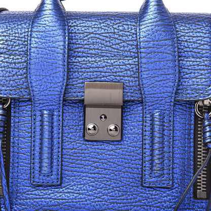 3.1 Phillip Lim Metallic Textured Calfskin Mini Pashli Satchel Electric Blue 9 of 9
