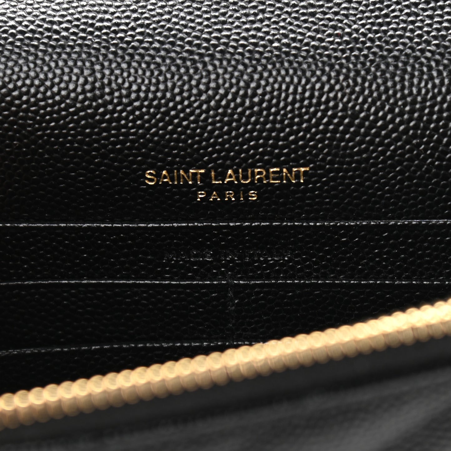 Grain De Poudre Matelasse Chevron Monogram Envelope Chain Wallet Black