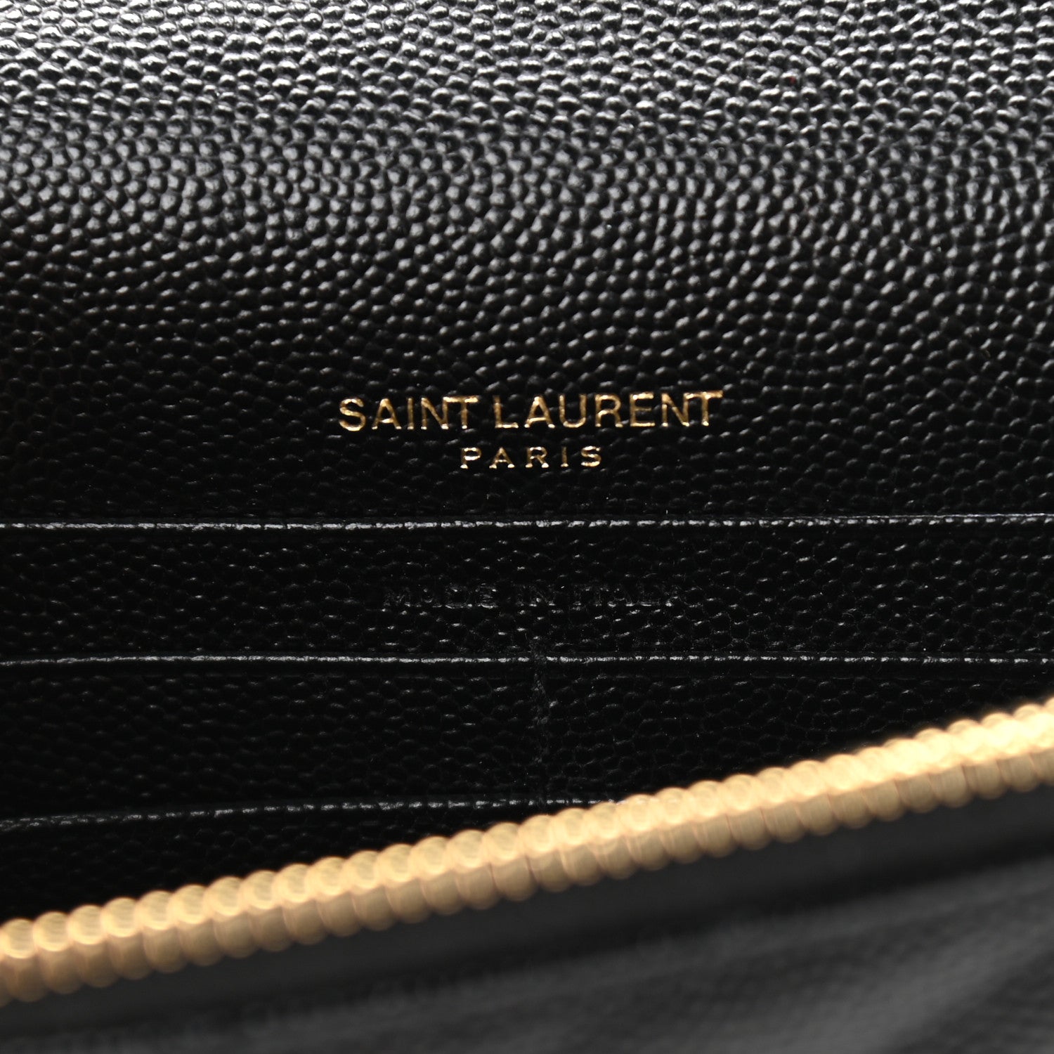 Saint Laurent Grain De Poudre Matelasse Chevron Monogram Envelope Chain Wallet Black 5 of 10